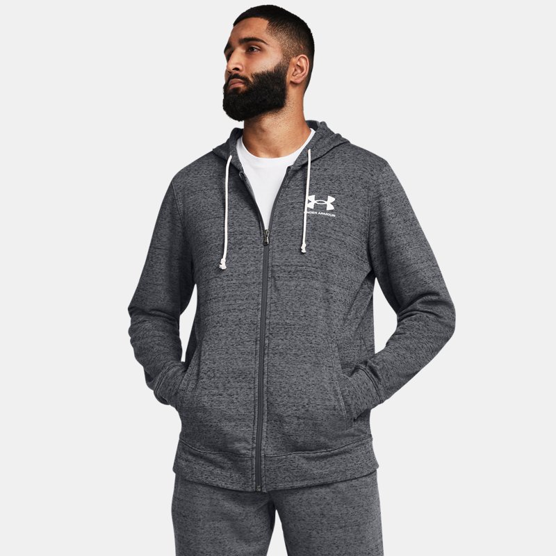 Men's Under Armour Rival Terry Full-Zip Pitch Gray Full Heather / Onyx White M